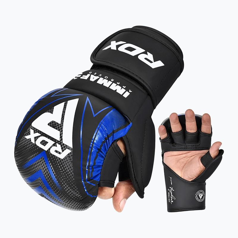 Grapplingové rukavice RDX IMMAF Approved Shooted Grappling blue 2