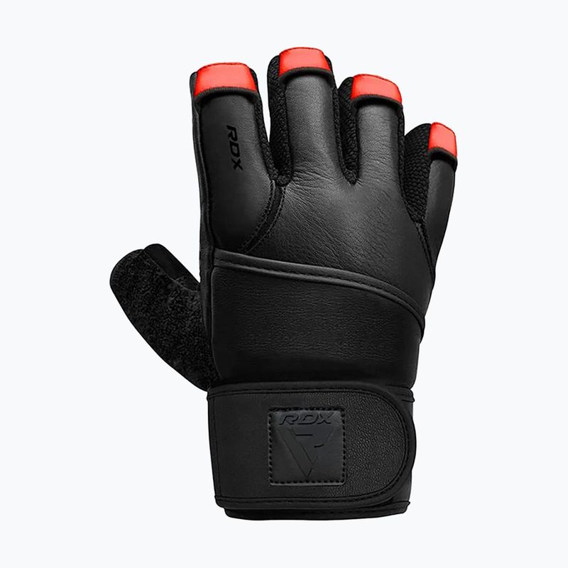 Trekingové rukavice RDX L4 Finger Weightlifting Leather red/black 3