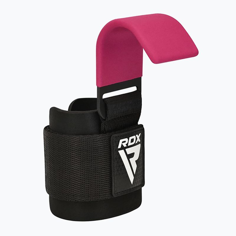 Popruhy s háky na zápěstí RDX W5 Weight Lifting Hook Strap pink 2