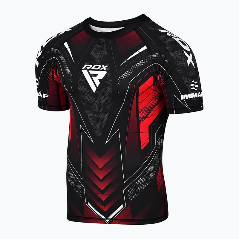 Pánské tréninkové tričko RDX IMMAF Approved Half Sleeves Compression red