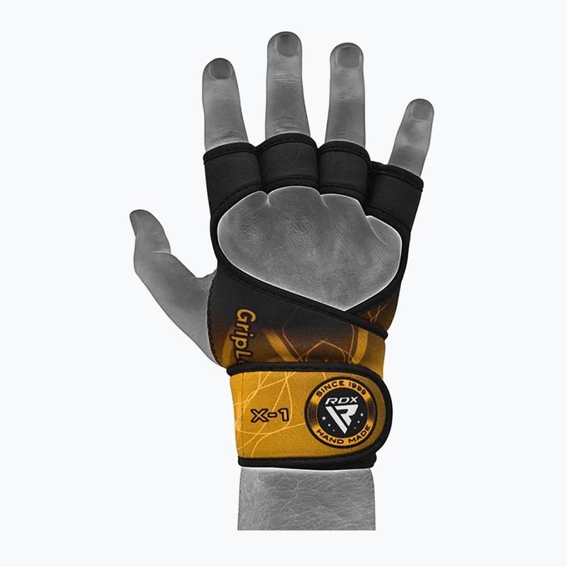 Tréninkové rukavice RDX Weight Lifting X1 Long Strap černo-žluté WGN-X1Y 6