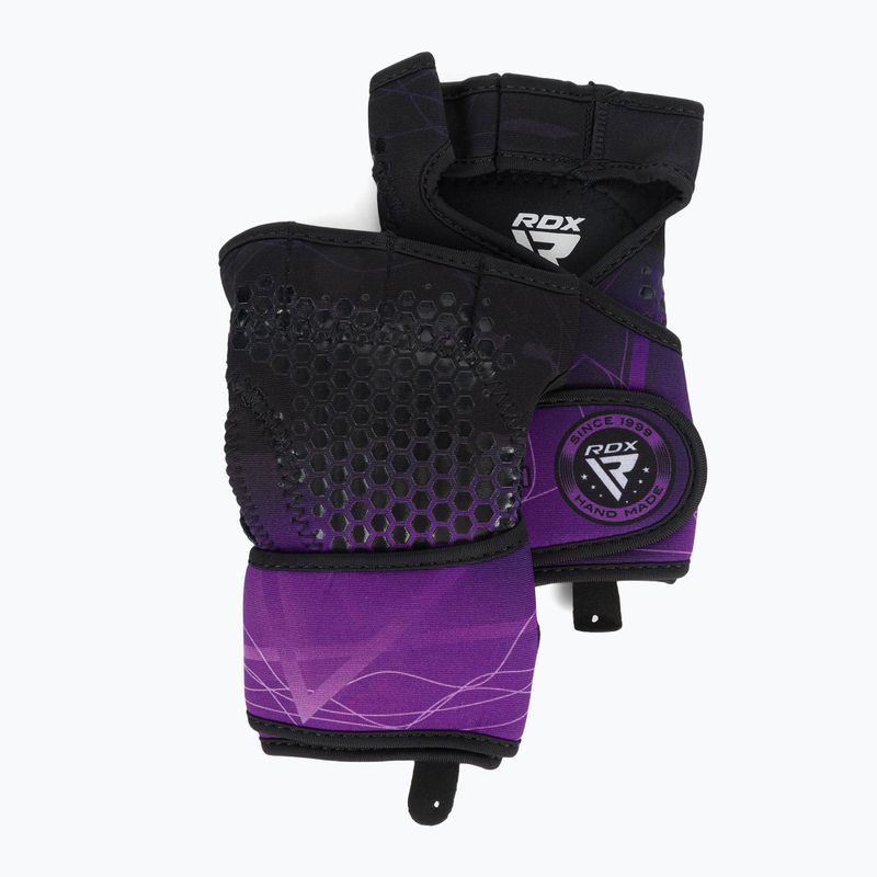Tréninkové rukavice RDX Weight Lifting X1 Long Strap černo-fialové WGN-X1PR