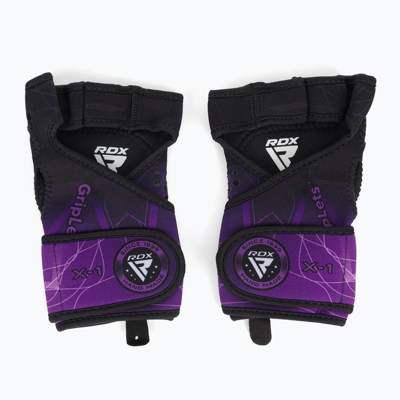 Tréninkové rukavice RDX Weight Lifting X1 Long Strap černo-fialové WGN-X1PR 2