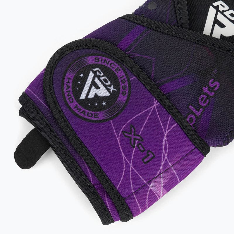 Tréninkové rukavice RDX Weight Lifting X1 Long Strap černo-fialové WGN-X1PR 4