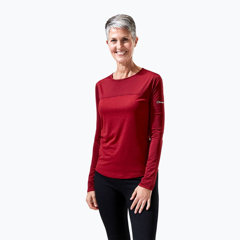 Dámské trekové tričko longsleeve  Berghaus Voyager Tech Tee Basecrew syrah/red dahlia