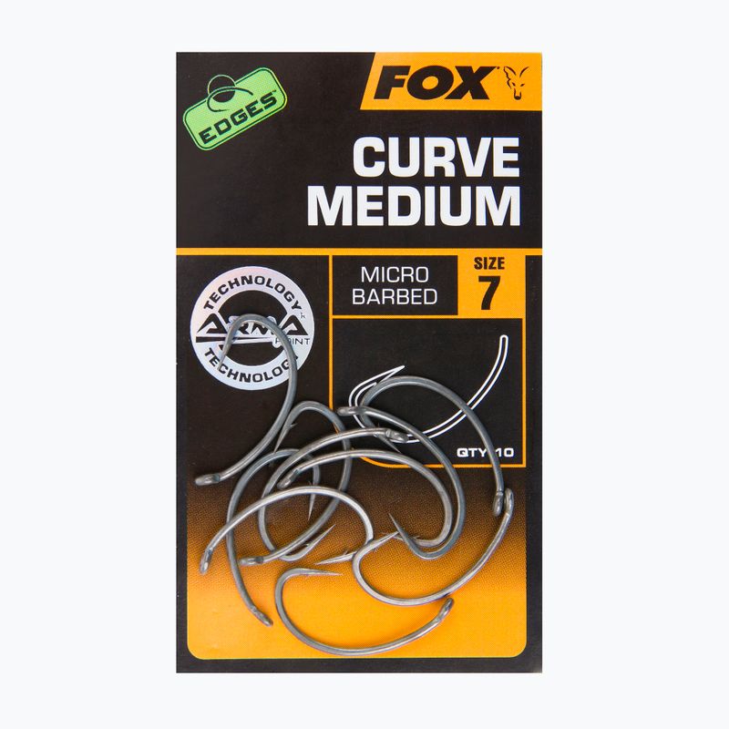 Kaprové háčky Fox Edges Armapoint Curve Shank Medium šedé CHK203 2