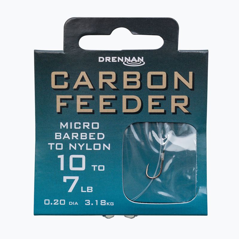 Drennan Carbon Feeder háček s ostnem + vlasec 8 párů hnědý metodický návazec HNCFDM016