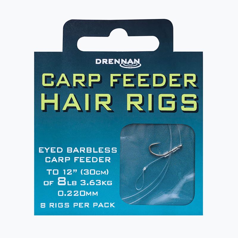 Drennan Carp Feeder Hair Rigs metodický návazec s očkem bez háčku 8 + vlasec 8 čirý HNHCFD016