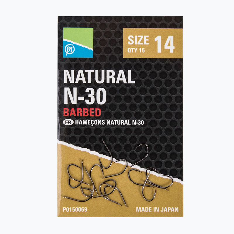 Preston Natural N-30 rybářské háčky 15 ks černé P0150067