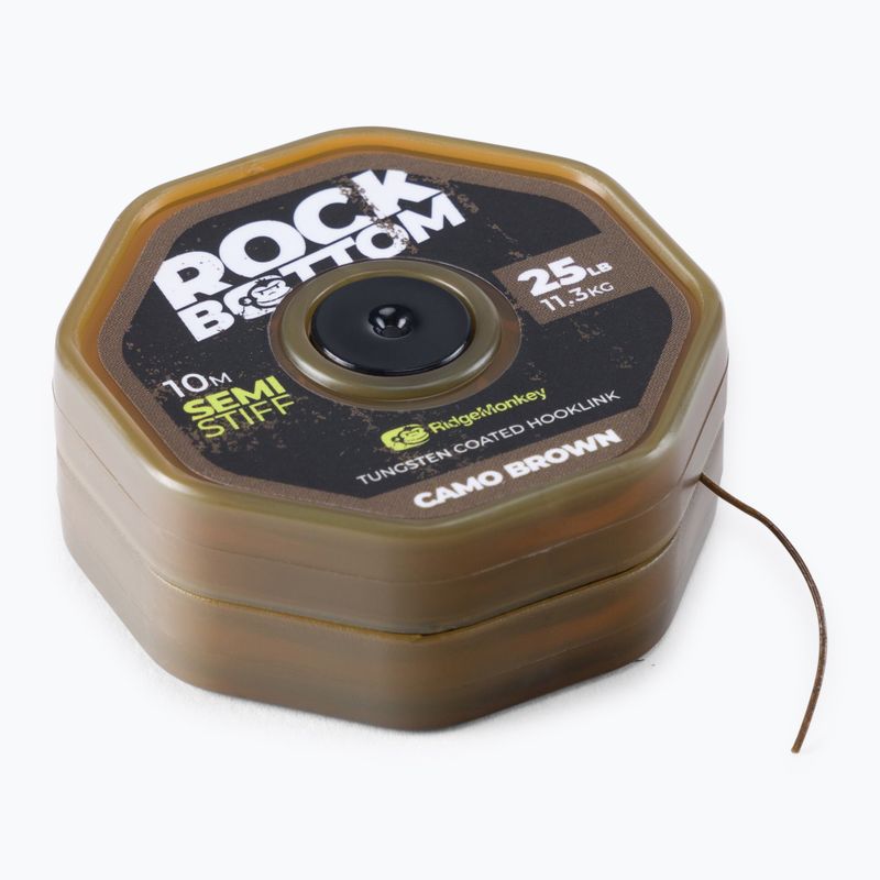Ridge Monkey Connexion Rock Bottom Tungsten Semi Stiff Coated Hooklink hnědý RMT282