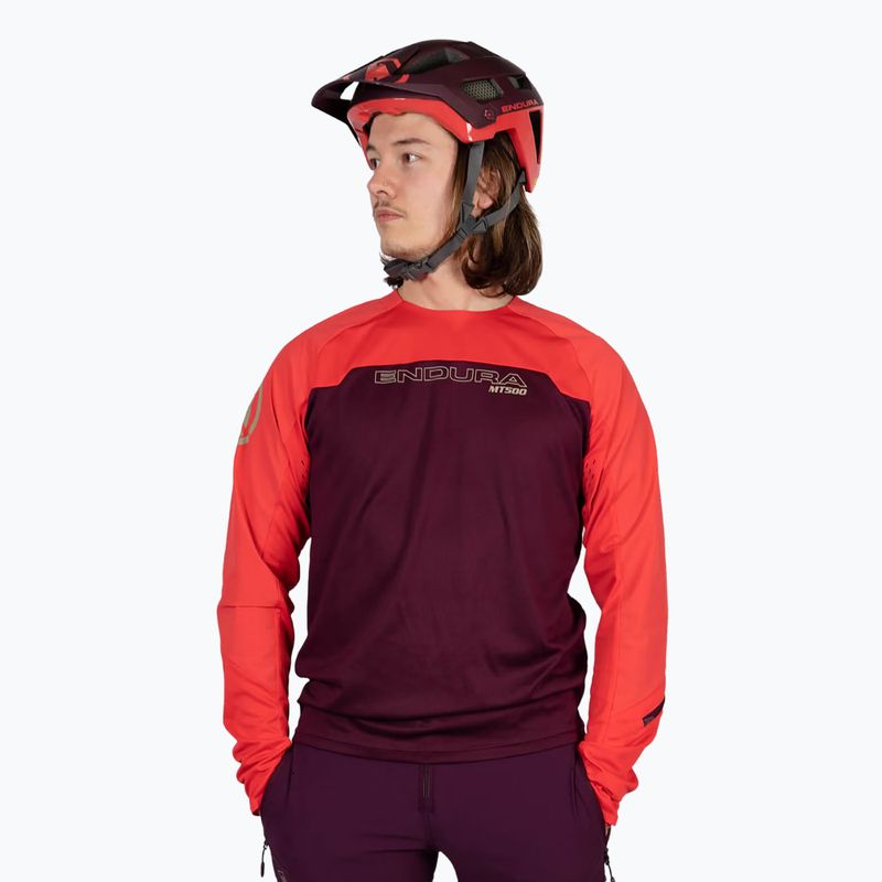 Pánský cyklistický dres Longsleeve Endura MT500 Burner aubergine