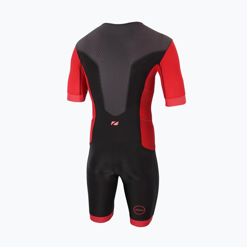 Pánská triatlonová kombinéza  ZONE3 Aquaflo+ Full Zip Trisuit black/red 2