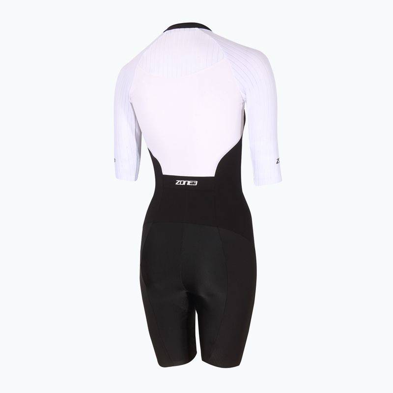 Dámský triatlonový oblek ZONE3 Lava Long Distance Full Zip SS Aero Suit black/white/green 2