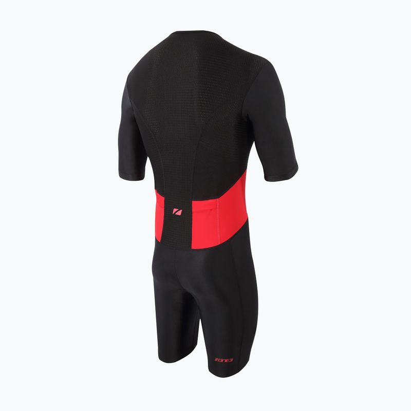 Pánská triatlonová kombinéza  ZONE3 Activate SS Full Zip Trisuit black/red 2