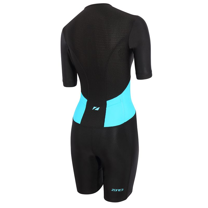 Dámský triatlonový oblek ZONE3 Activate SS Full Zip Trisuit black/turquoise 2