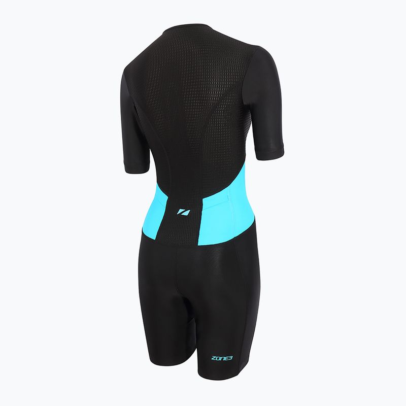 Dámský triatlonový oblek ZONE3 Activate SS Full Zip Trisuit black/turquoise 3