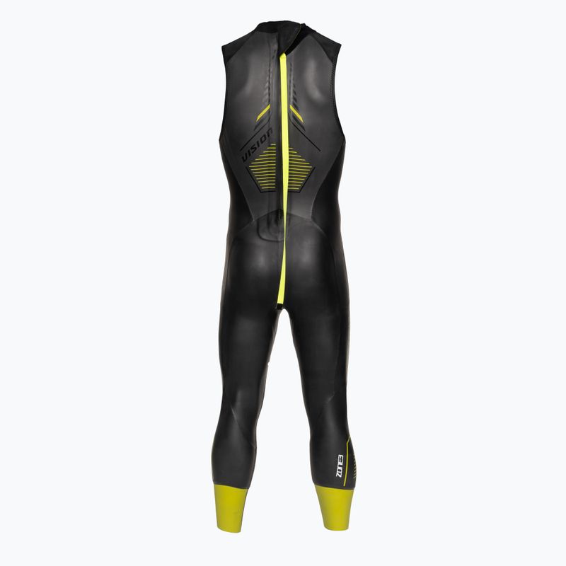 Pánské triatlonové pěnové triko ZONE3 bez rukávů Vision black/lime/gun metal 3