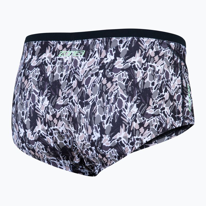 Pánské plavecké boxerky ZONE3 Pacific Koa Brief Shorts black/green 2