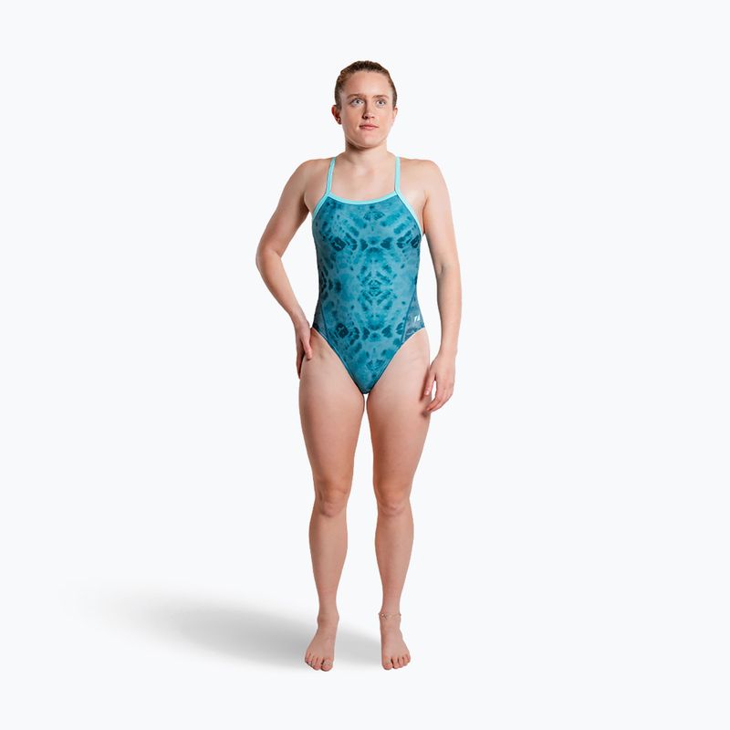 Dámské jednodílné plavky ZONE3 Strap Back teal tie dye 4