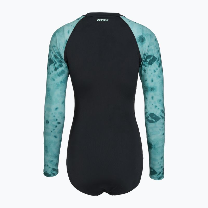 Dámské jednodílné plavky ZONE3 Long Sleeve teal tie dye 2