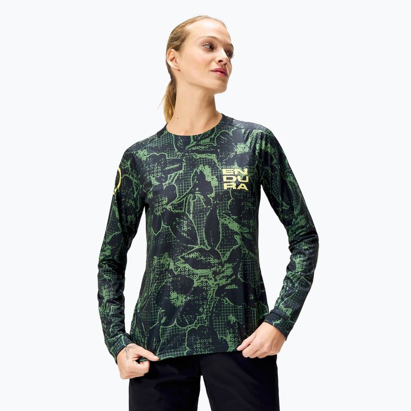 Dámský cyklistický dres Longsleeve Endura Floral Ltd W black
