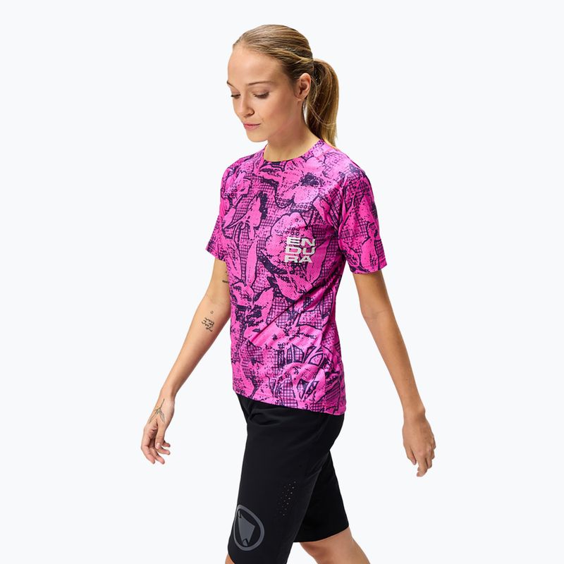 Dámský cyklistický dres Endura Grid Floral Ltd W pink pop 4