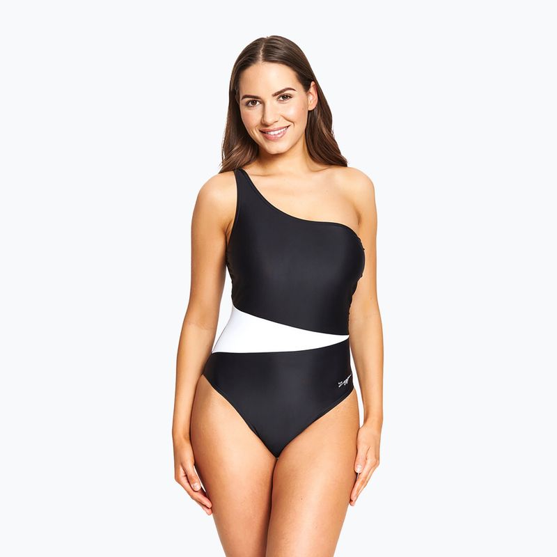 Dámské jednodílné plavky Zoggs Lattice One Shoulder modrá / bílá 7