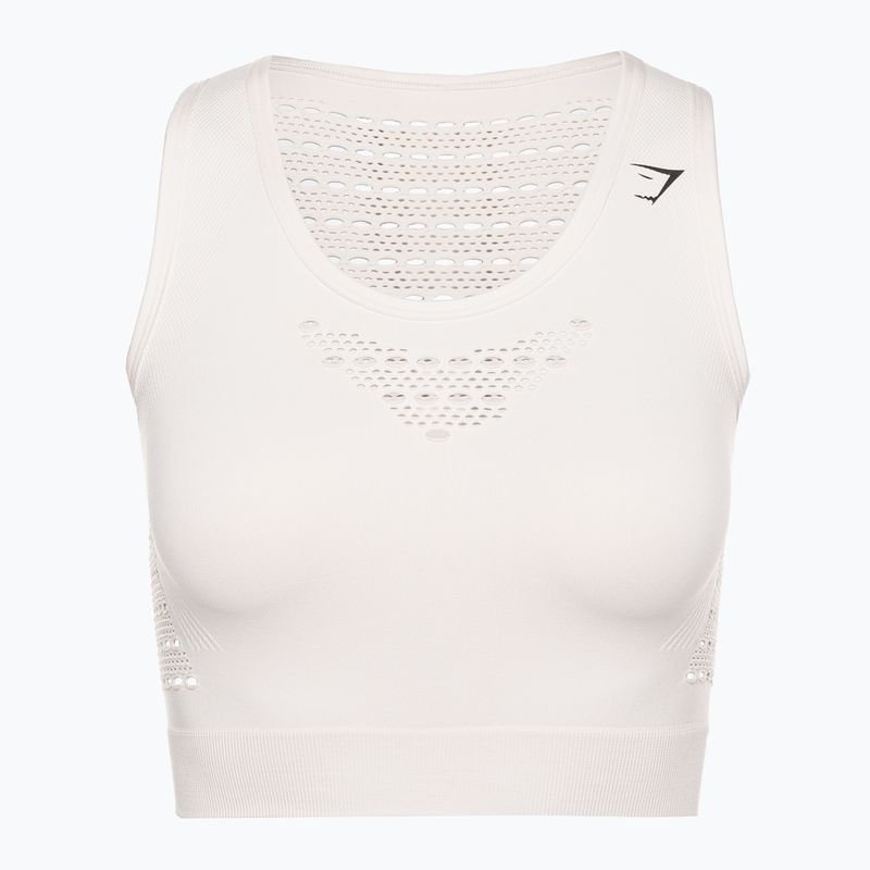 Dámský bezešvý top Gymshark Energy Crop Top cream white 5