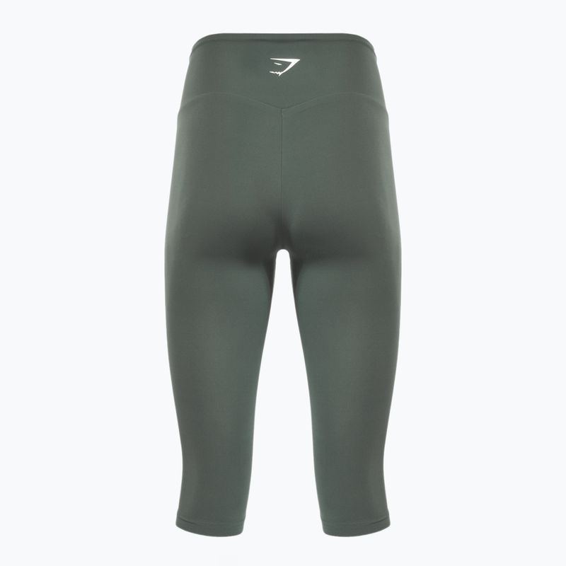 Dámské fitness legíny  Gymshark Training Cropped obsidian / green 2