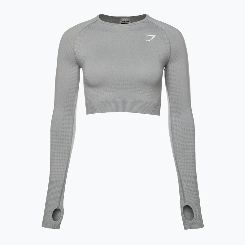 Dámský tréninkový top s dlouhým rukávem Gymshark Vital Seamless Crop Top light grey 5