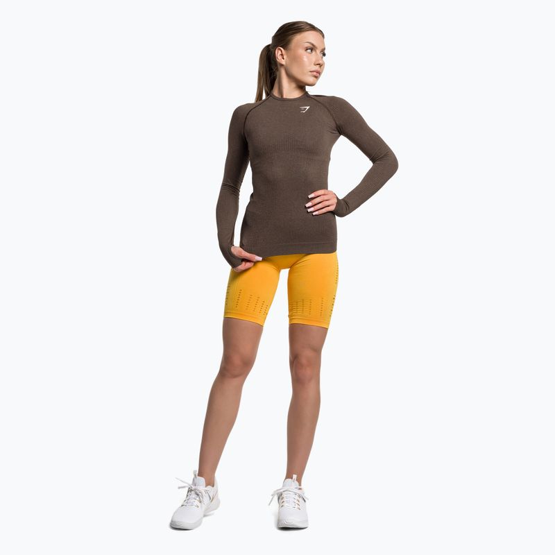 Dámský tréninkový top s dlouhým rukávem Gymshark Vital Seamless Top brown/white 2