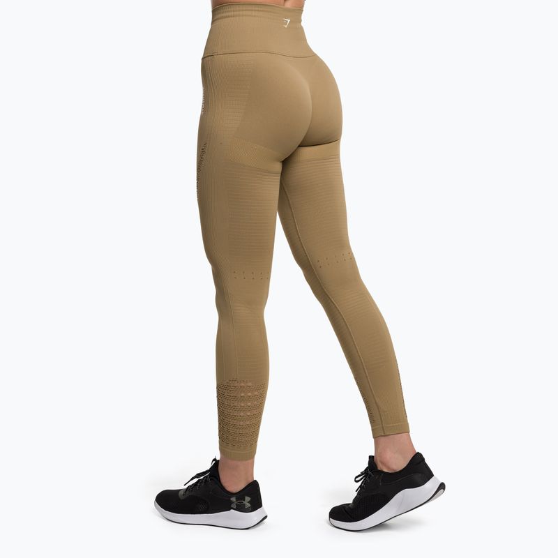 Dámské tréninkové legíny Gymshark Energy Seamless biscotti hnědá/bílá 3