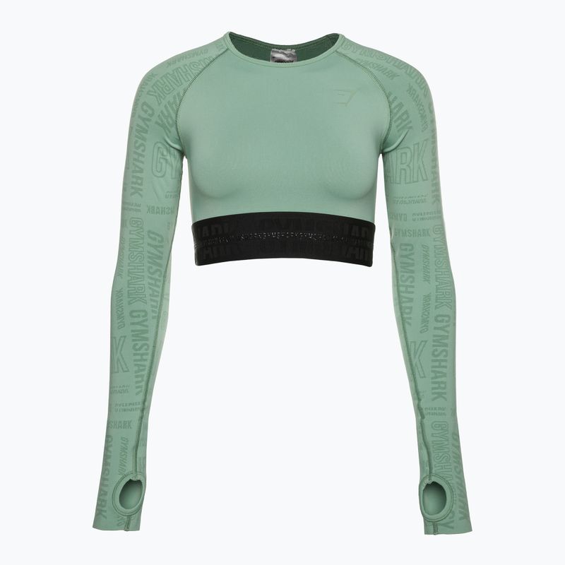 Dámský tréninkový top s dlouhým rukávem Gymshark Vision Crop Top green/black 5