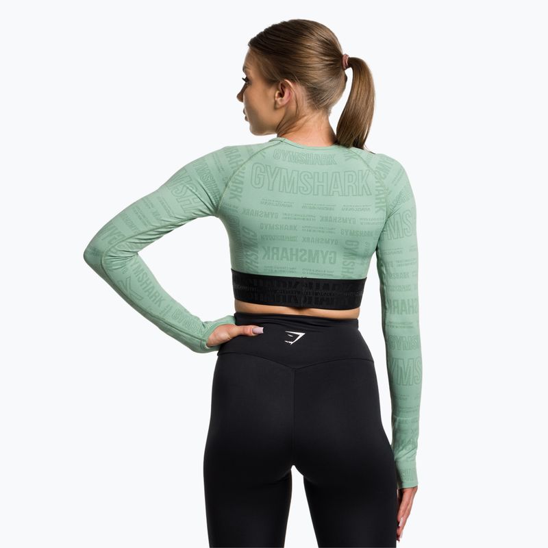 Dámský tréninkový top s dlouhým rukávem Gymshark Vision Crop Top green/black 3