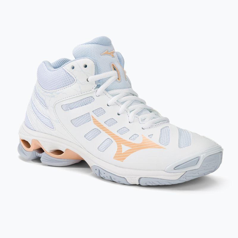 Dámské volejbalové boty Mizuno Wave Voltage Mid white/peach parfait/halogen blue