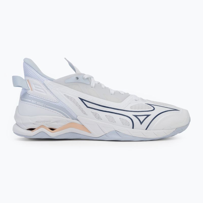 Dámské házenkářské boty Mizuno Wave Mirage 5 white/navy peony/peach parfait 2