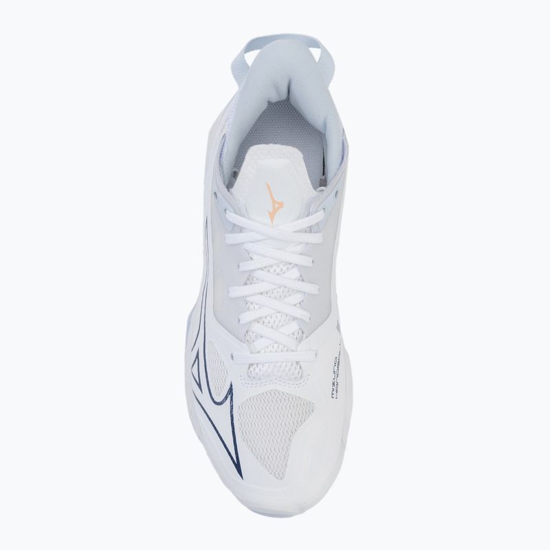 Dámská házenkářská obuv Mizuno Wave Mirage 5 white/navy peony/peach parfait 5
