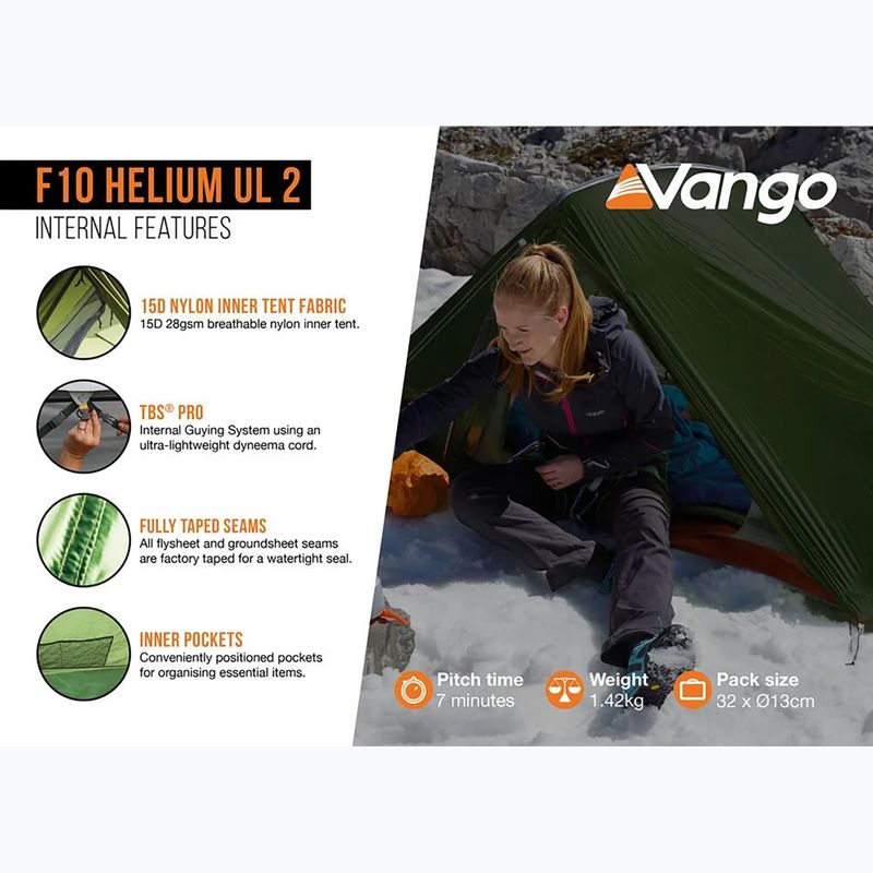 Kempinkový stan pro 2 osoby Vango F10 Helium UL 2 alpine green 11