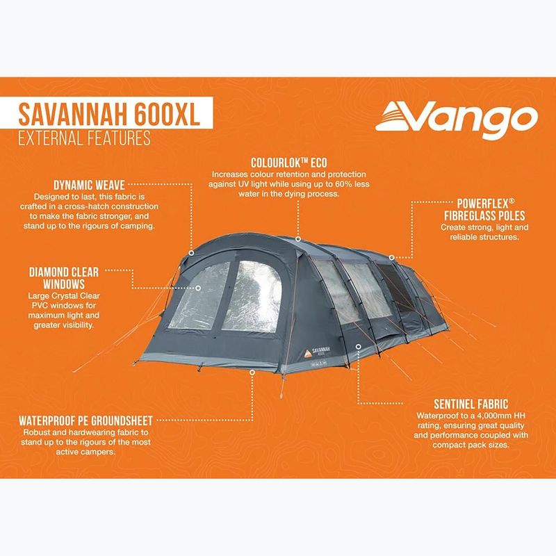 6místný kempovací stan Vango Savannah 600XL deep blue 9