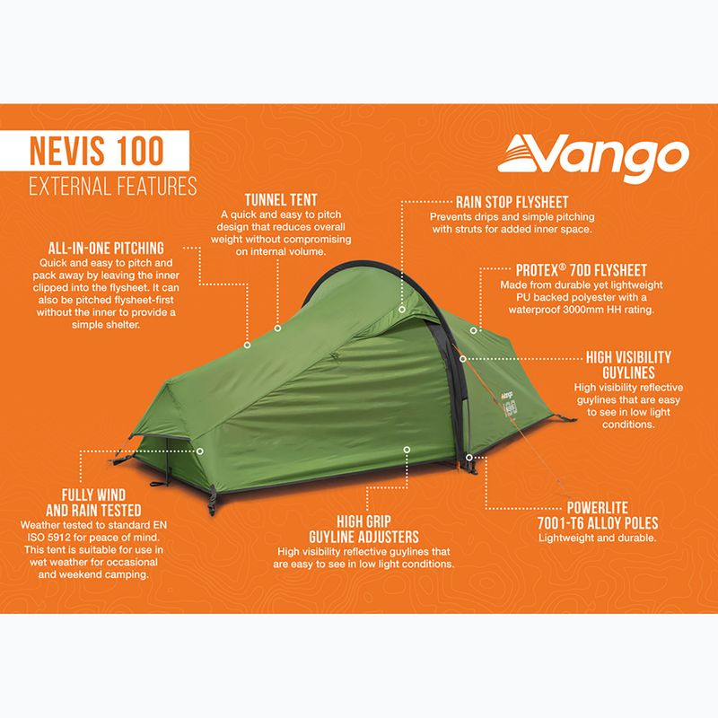 Trekingový stan pro  1 osobu Vango Nevis 100 pamir green 14