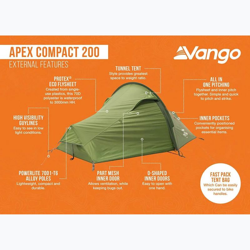 Trekový stan pro 2 osoby Vango Apex Compact 200 forest green 13