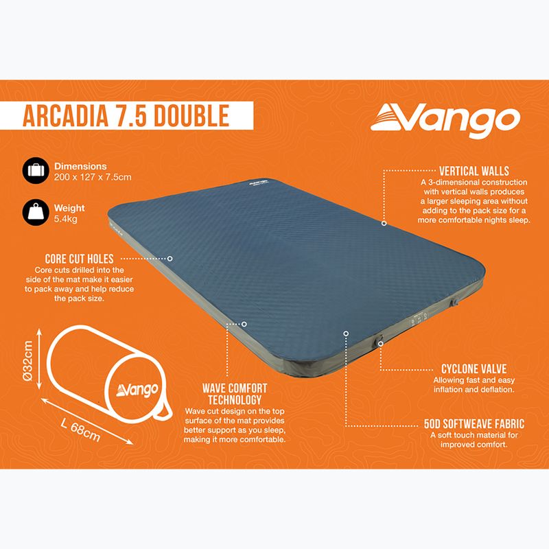 Samonafukovací karimatka Vango Arcadia 7,5 Double deep blue 7