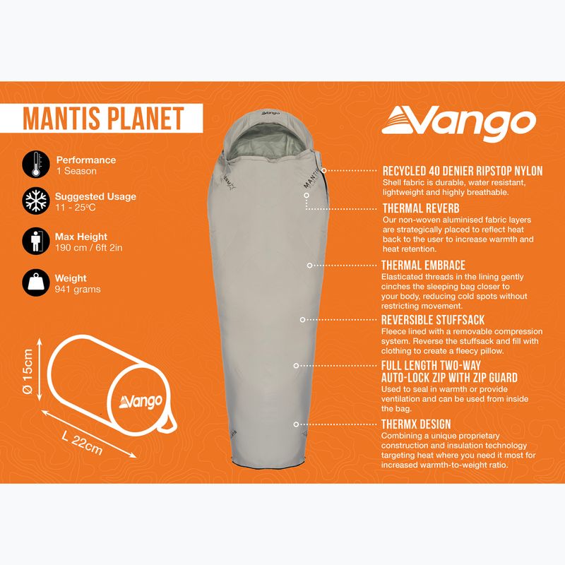 Spací pytel Vango Mantis Planet grey flannel 14