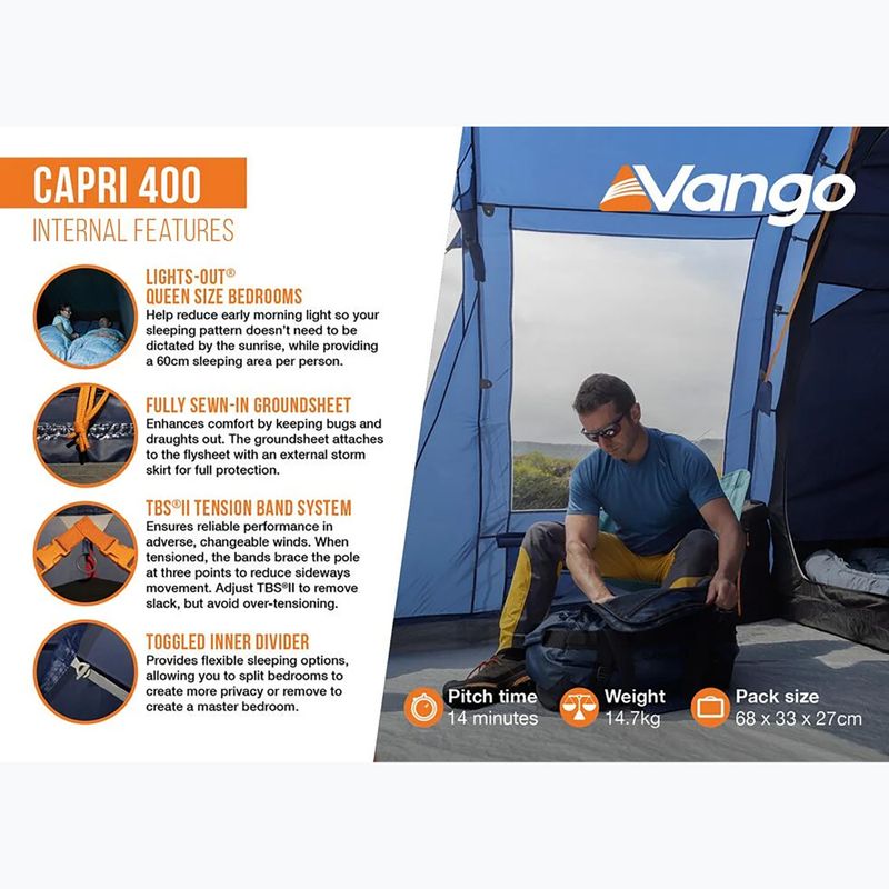 4lůžkový kempingový stan Vango Capri 400 twilight blue 11