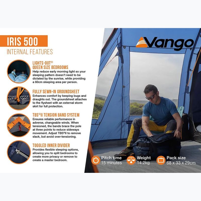 5místný kempingový stan Vango Iris 500 twilight blue 12