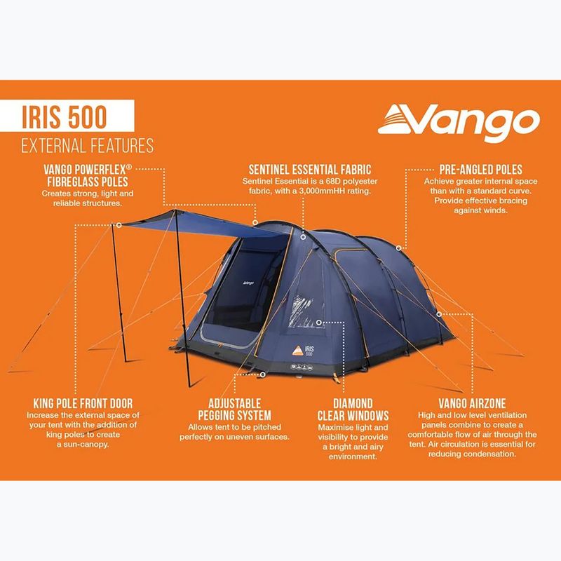 5místný kempingový stan Vango Iris 500 twilight blue 13