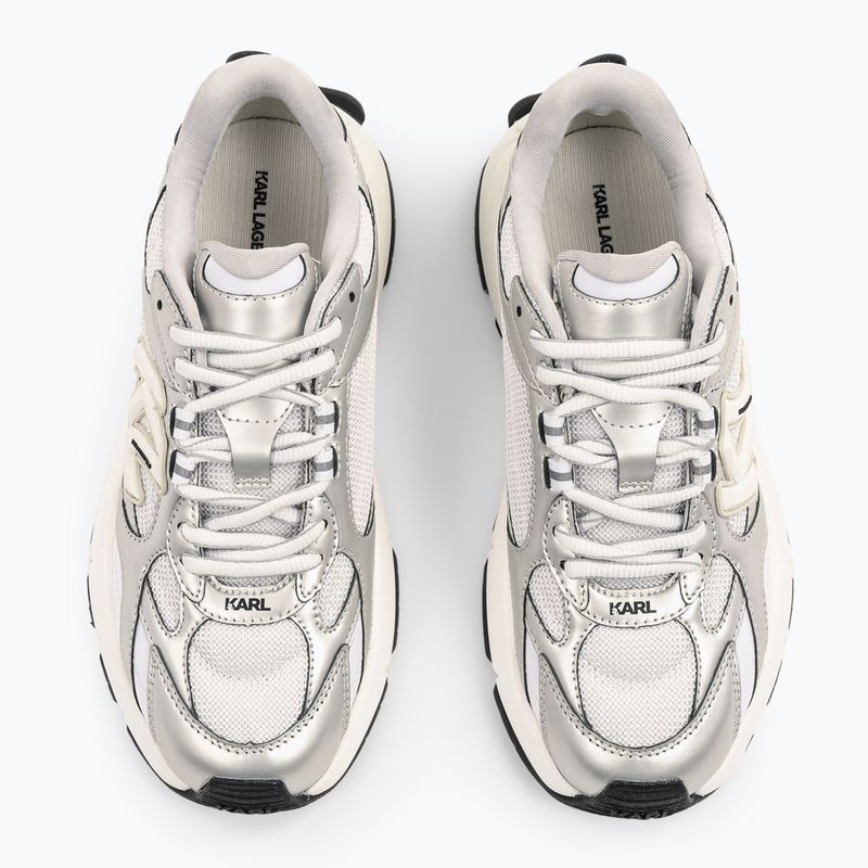 Dámské boty KARL LAGERFELD Orion Sidetrim white leather/textile w/silver 4