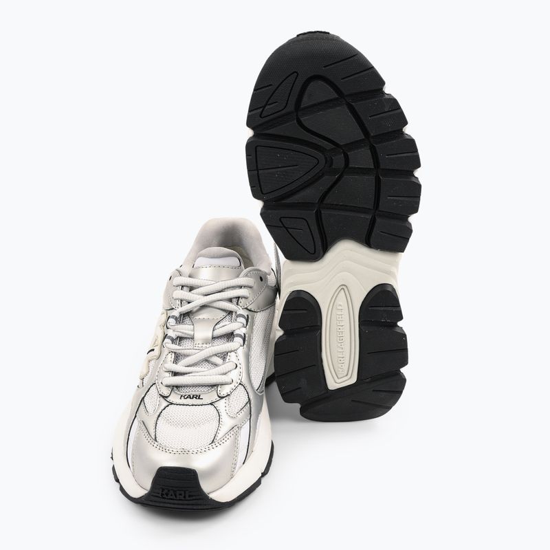 Dámské boty KARL LAGERFELD Orion Sidetrim white leather/textile w/silver 5