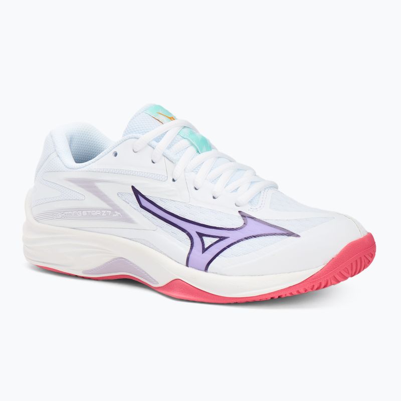 Dětské volejbalové boty Mizuno Lightning Star Z7 white/violet indigo/camellia rose