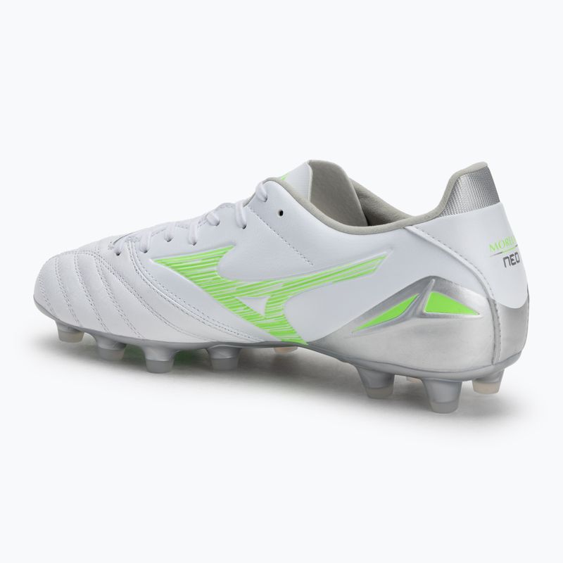 Pánské kopačky Mizuno Morelia Neo IV Pro Md white/neon green/cool gray 3c 3